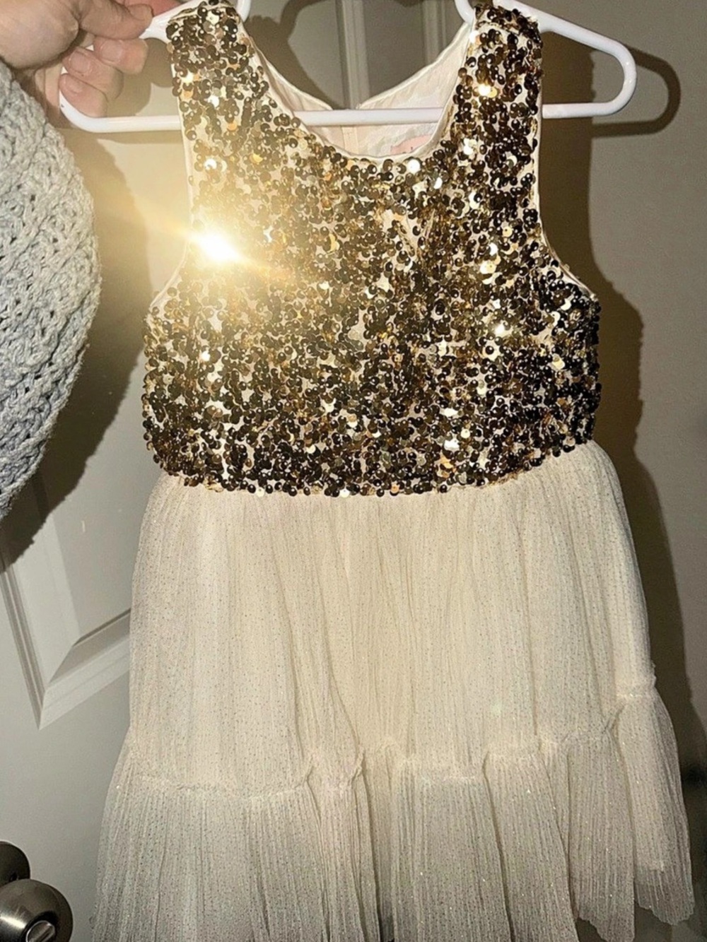 Biscotti Girls Size 4 Gold Sequin Tulle Dress Like New